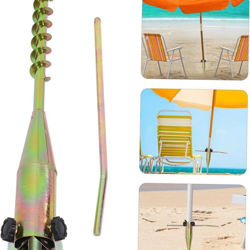 Beach Umbrella Metal Sun Umbrella Pole Stand Beach Garden Sunshade Umbrella Sand Flag Pole Bracket Grass Anchor Ground Pointed Base