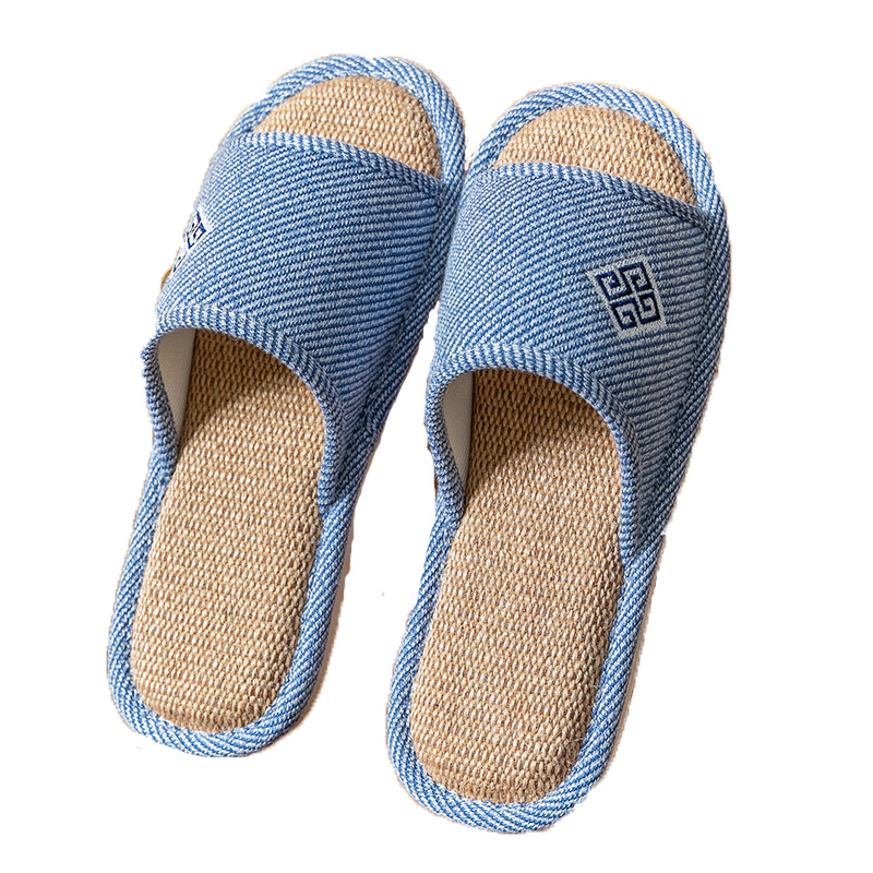 Linen Slippers Men's Home Thick Bottom Household Indoor Four Seasons Non-Slip Soft Bottom Cotton Linen Cloth Slippers Women's Spring Autumn and Summer