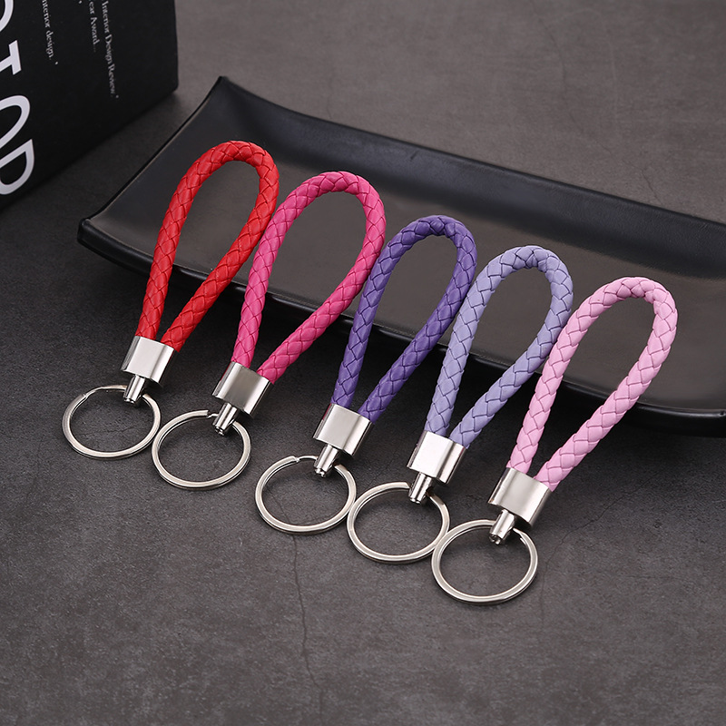 Creative new leather rope keychain woven car pendant color key rope pendant activity small gift jewelry