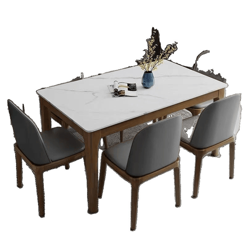Italian Slate Dining Table and Chair Combination Modern Dining Table Home All Solid Wood Small Apartment Light Luxury Rectangular Western Dining Table