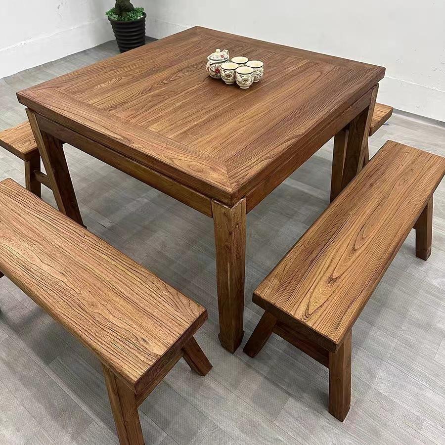 Old Elm Old Elm Tea Table Old Door Panel Square Table Retro Style Zen Bench Dining Table Restaurant Furniture