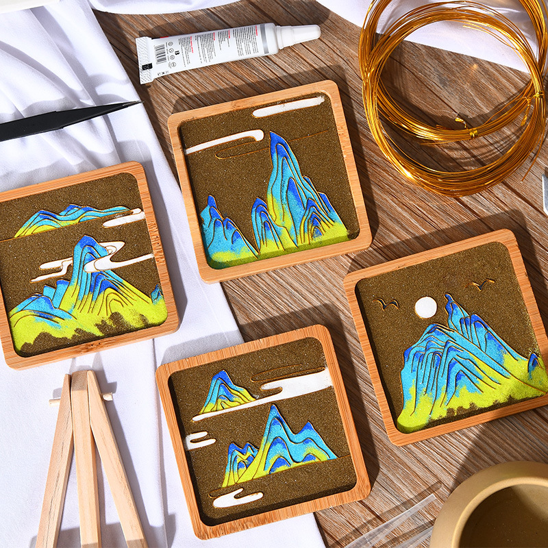 New Year and Spring Festival Handmade Cloisonné Enamel Painting Chinese Style DIY Materials Thousand-Mile Landscape Coaster Handmade Team Building