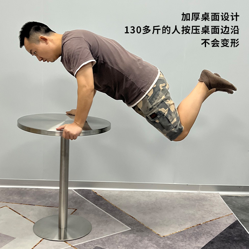 Stainless Steel Table Internet Popular Hamburger Dessert Snack Fast Food Milk Tea Shop Simple Western Food Cafe Bar Round Table