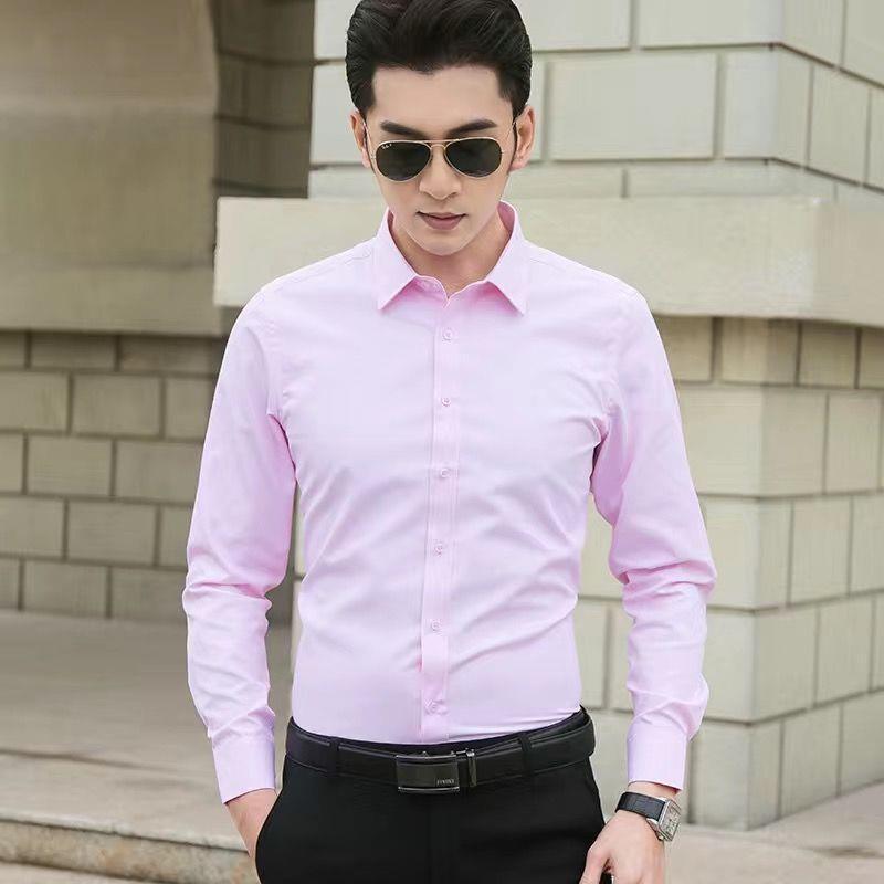 White Shirt Men's Long-sleeved Slim-fit Spring and Autumn Korean Fashionable Men's Business Short-sleeved Shirt All-match Solid Color Handsome