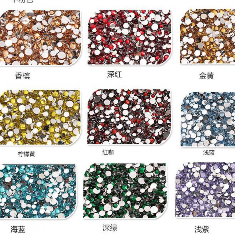 Color Diamond Size Mixed Flats Bottom Diamond Nail Art Jewelry Manicure Small Broken Diamond Colorful Diamond 24 Colorful Mobile Phone Stickers Factory Direct Sales