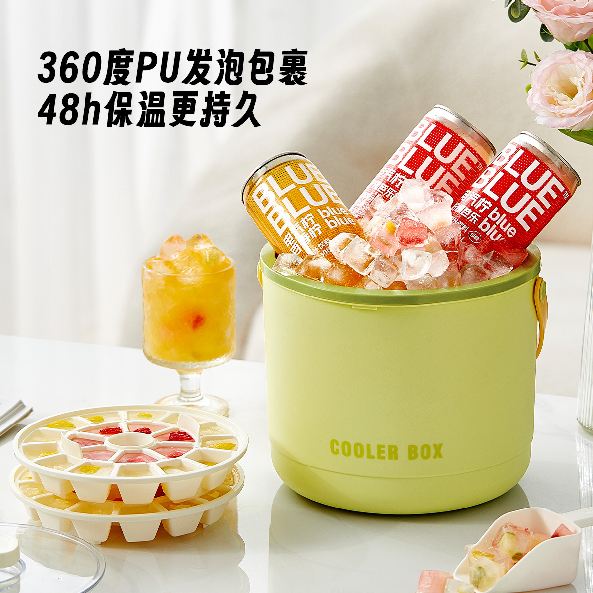 Ice Block Heat Preservation Bucket Outdoor Press Ice Block Cold Preservation Bucket for Camping Portable Ice Block Mold Cold Preservation Bucket