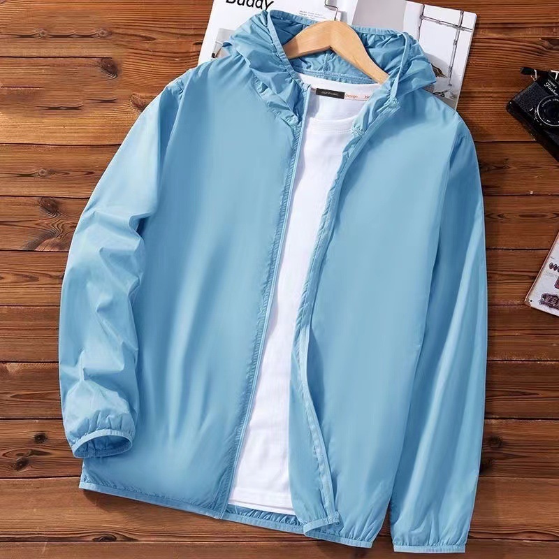 Sun protection clothing men's summer thin ice feeling super thin breathable Ice Silk plus size men's fishing skin sun protection clothing coat