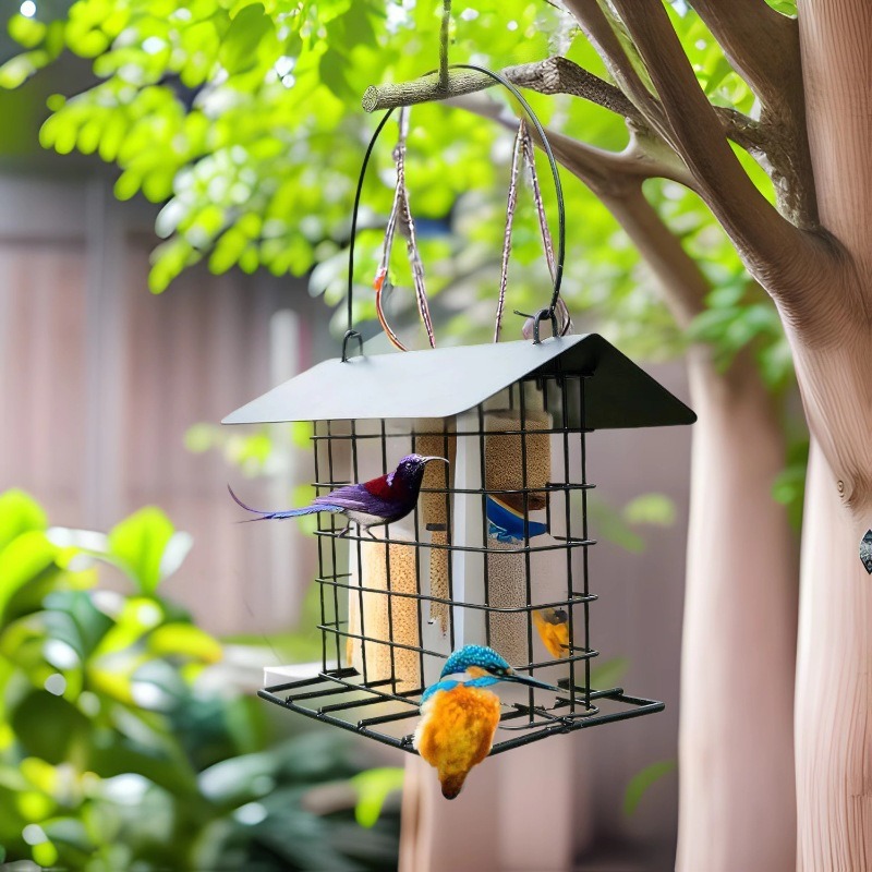 Металлическая висячая кормушка для птиц для улицы, моющаяся, для диких птиц, популярный товар для птиц