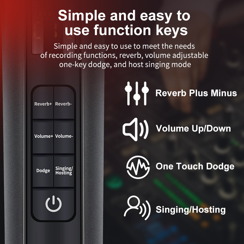 Huayi Voice Factory H20 Sound Card Mic H20 Sound Card Microphone Built-In Sound Card for Singing and Live Streaming