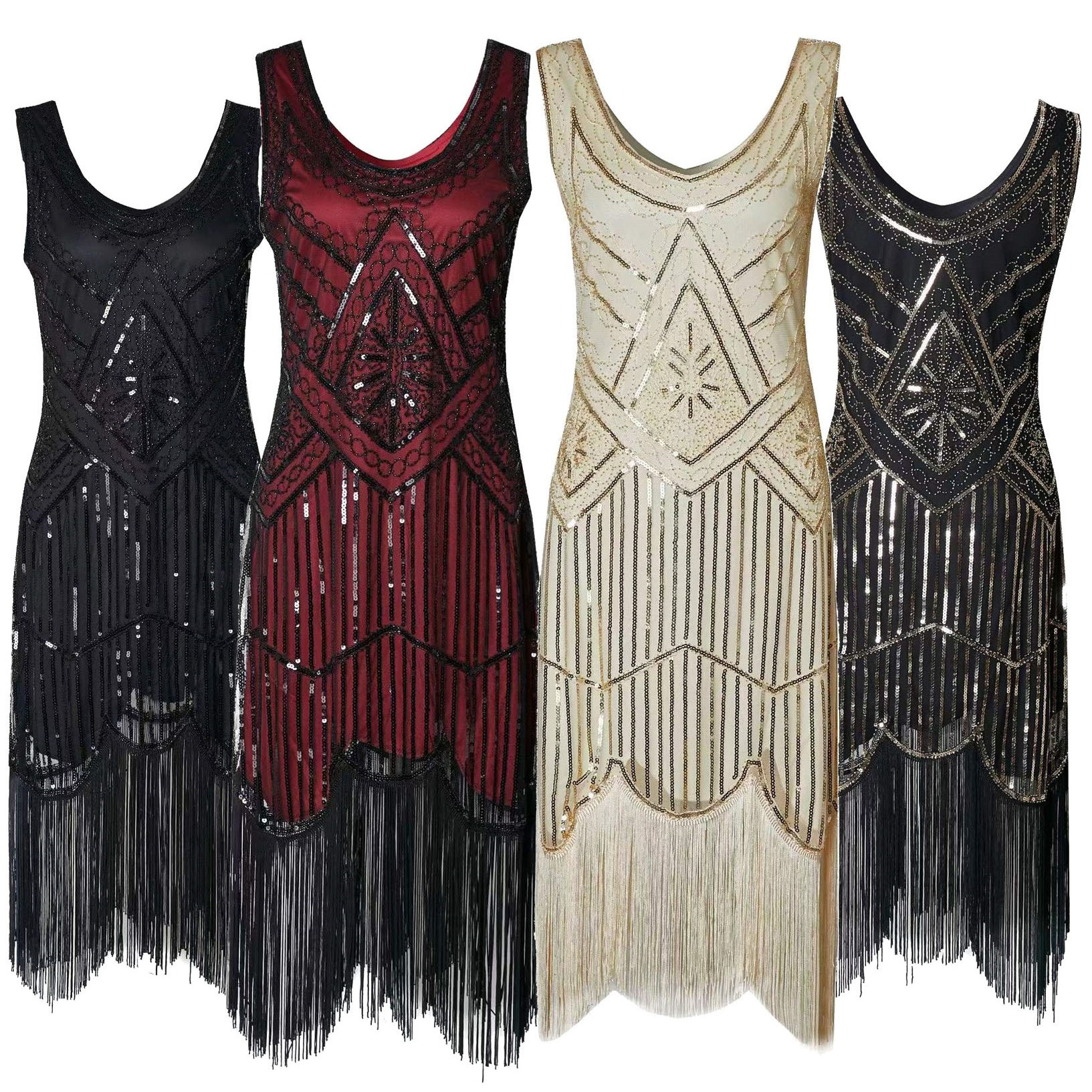 Винтажное платье 1920 года с пайетками, популярное короткое платье для банкетов