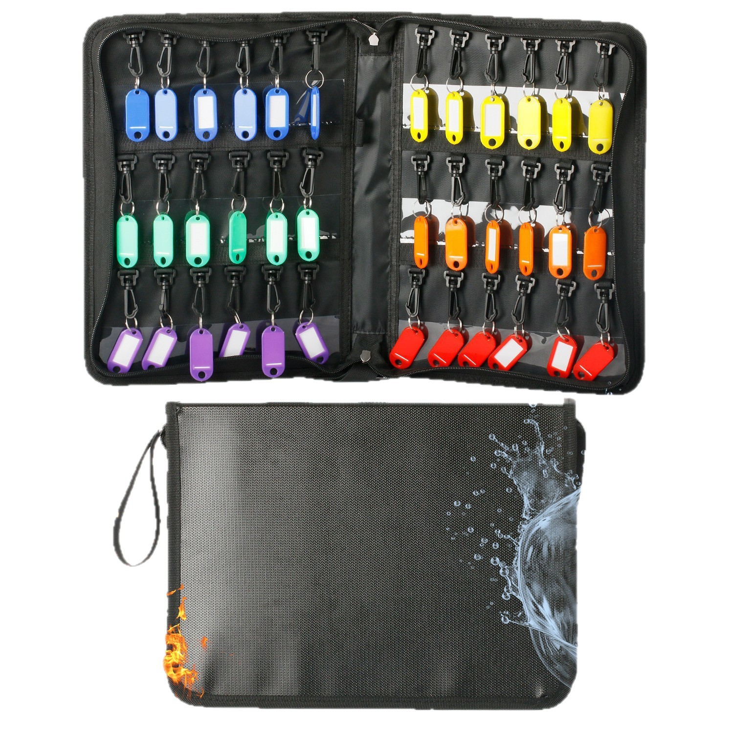 Cross-Border Black Fireproof 36 Key Bags Waterproof Zipper Hand-Held Portable Fiberglass Business