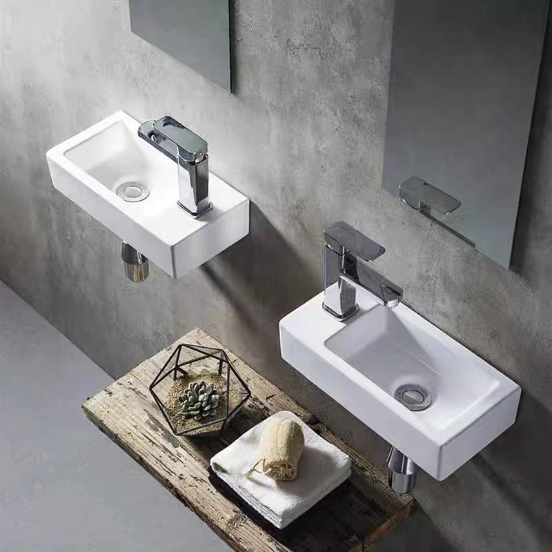 Wall-mounted ceramic wash basin single basin bathroom counter basin mini hanging basin bathroom balcony wash basin small size