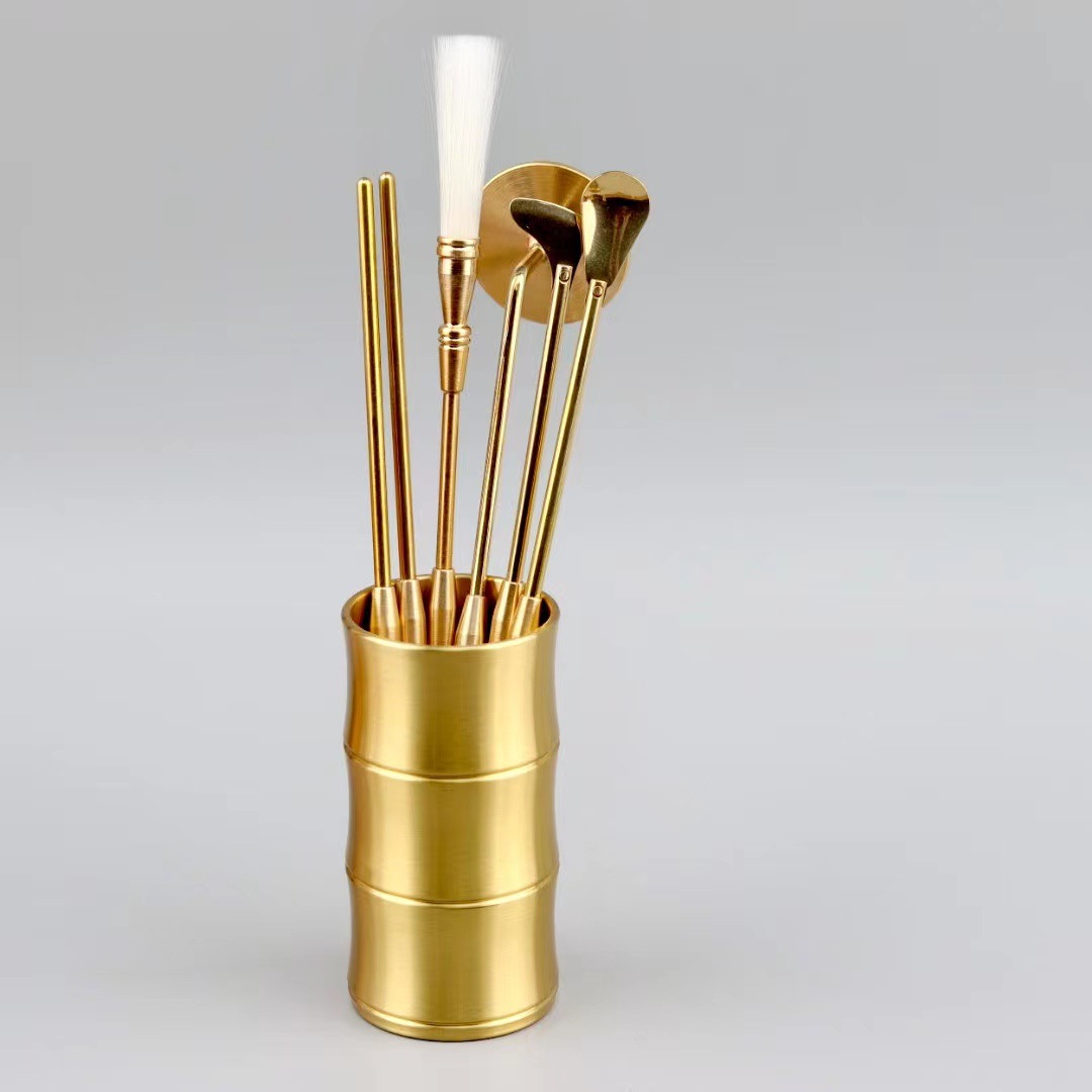 Incense seal incense printing pure brass incense tool bulk sandalwood wholesale incense ash incense spoon incense sweep incense spoon incense powder five-piece set