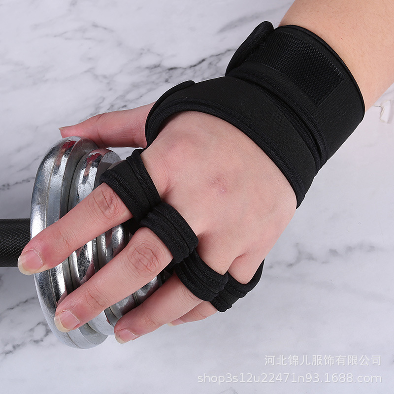Cross-border Fitness Gloves Men's and Women's Silicone Palm Wrist Gloves Half Finger Gloves Pressurizing Equipment Weightlifting Yoga Sports Gloves