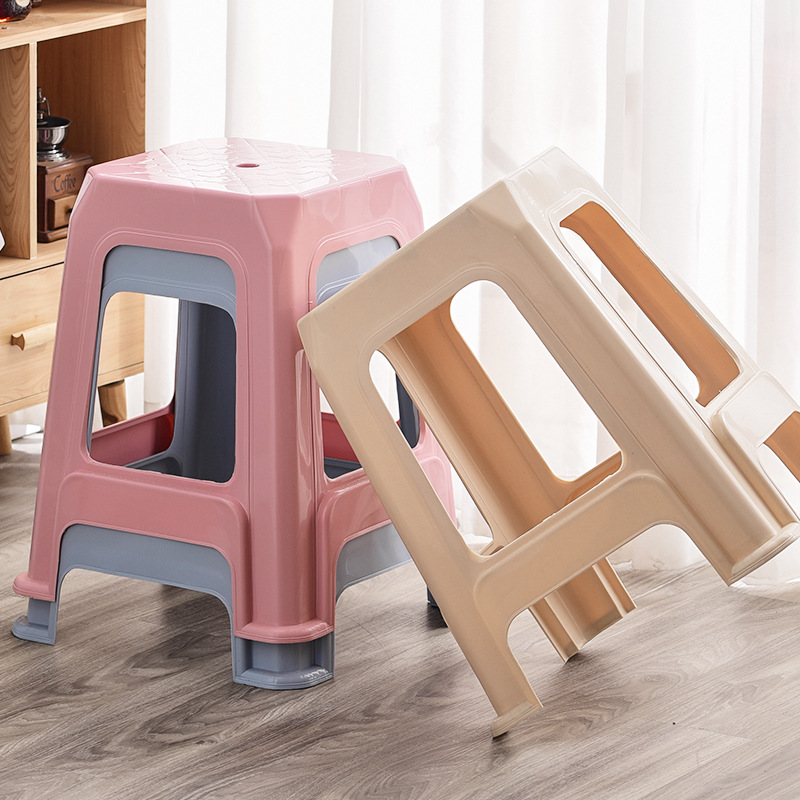 Nordic living room high bench household thickened plastic stool simple square stool adult dining table cooked plastic chair wholesale