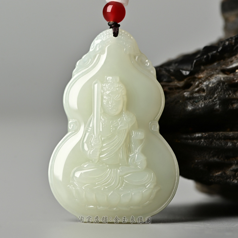 Hetian Jade Buddha Pendant Thousand-Hand Guanyin Jade Pendant for Men, Bodhisattva Samantabhadra, Vairocana Buddha Jade Pendant for Women