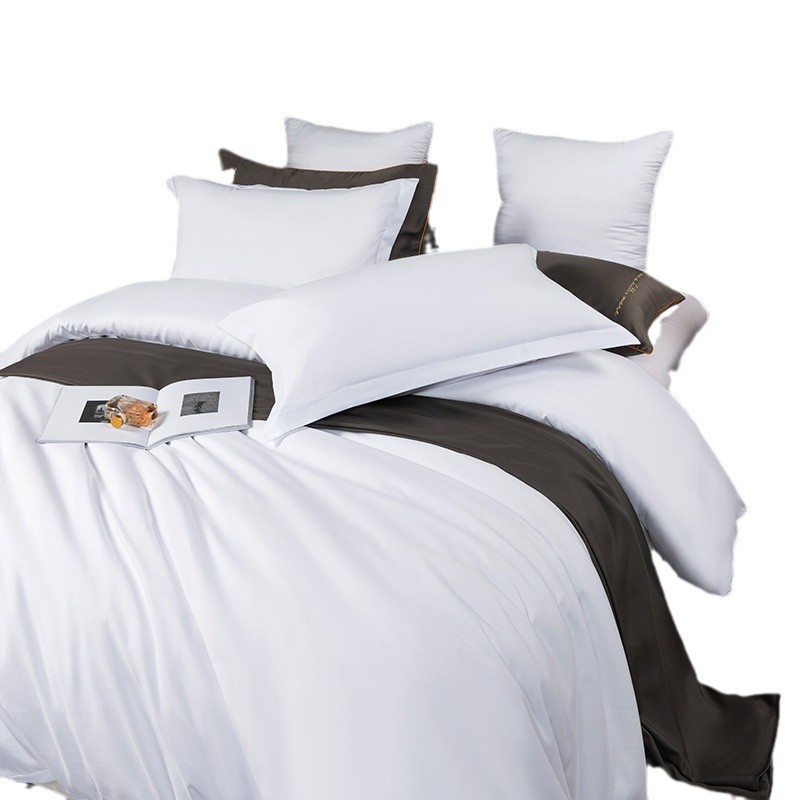 Cross-border Europe and the United States Amazon Hotel polyester cotton pure white bed sheet quilt cover pillowcase bedding a generation of hair