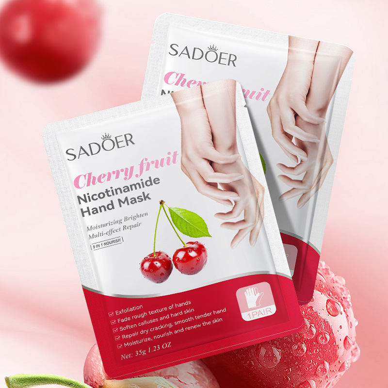 Full English hand mask SADOER cherry niacinamide exfoliating hand mask Handle moisturizing skin rejuvenation cross-border foreign trade