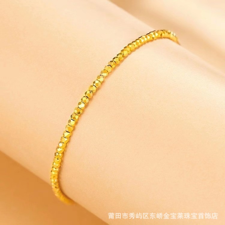 Foot gold 999 gold disco beads laser beads 3D hard gold beads transfer beads tail ring loose beads bracelet for men and women