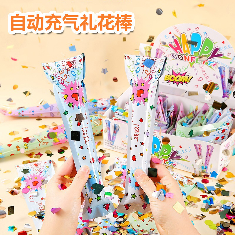 New Automatic Inflatable Firework Stick Festival Party Firework Gun Party Props Handheld Firework Stick Wedding Atmosphere Gun