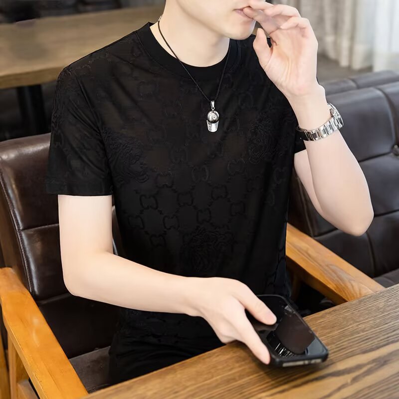 Clearance Sale: Original Export Large Size Ice Silk Short Sleeve T-Shirt for Men, Summer Thin Breathable Sports Top Tee