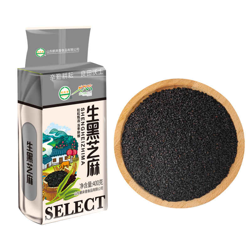 Raw Black Sesame Seeds Wholesale 400g Clean, Plump, Undyed, Pressed Oil, Factory Oil, Sesame, Miscellaneous Grains, Grains, Vacuum