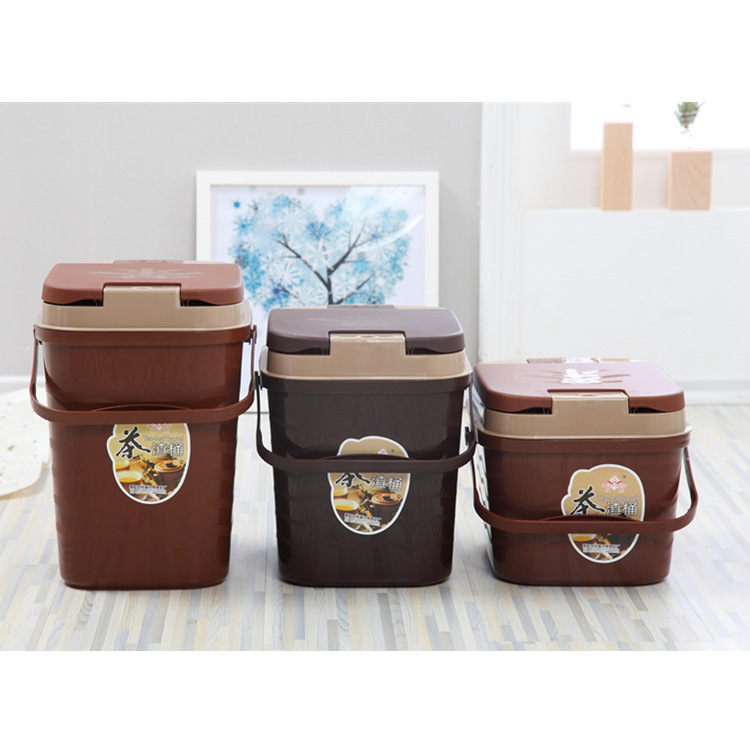 Shuangsheng Tea Dregs Bucket Household Tea Bucket Plastic Fall-resistant Kung Fu Tea Bucket Waste Water Bucket Drainage Bucket with Partition Net