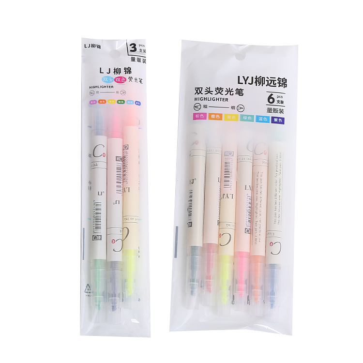 Color Double Head Highlighter Double Head Marker Marker Student Graffiti Hand Account Pen Slant Head Watercolor Pen