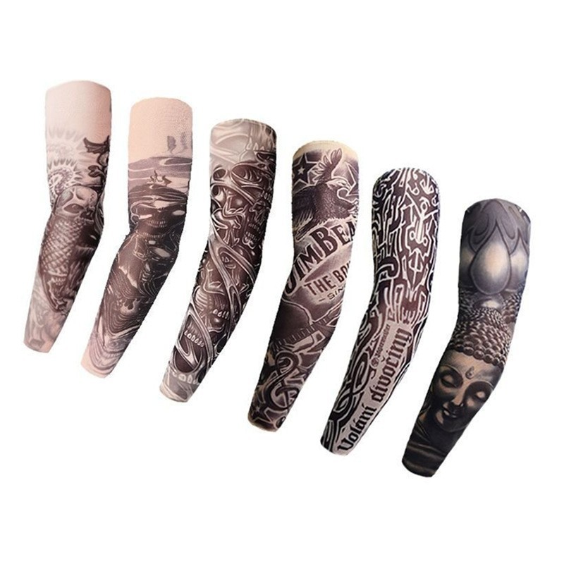 Cross-Border Wholesale Tattoo Sleeves Flower Arm Sleeves Tattoo Men's and Women's Sleeves Summer Cycling and Driving Sun Protection Arm Sleeves Hand Sleeves