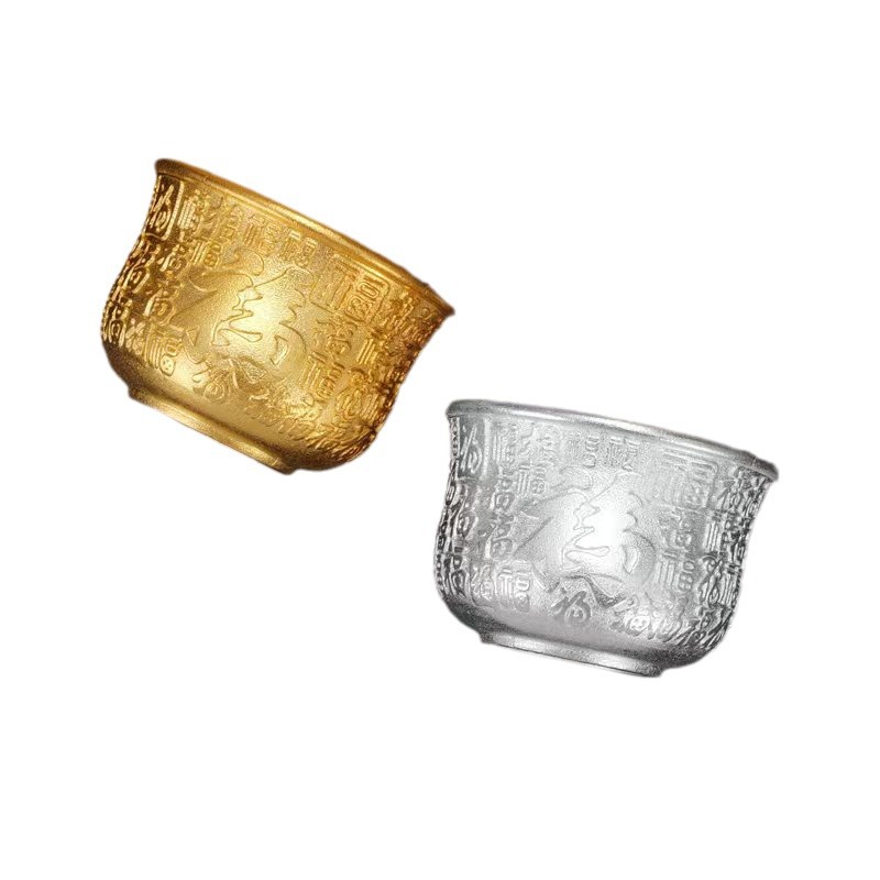 Alloy Cup for worship God of Wealth Buddha Blessing Cup water supply bowl seven for eight for fortune decoration home worship tea cup