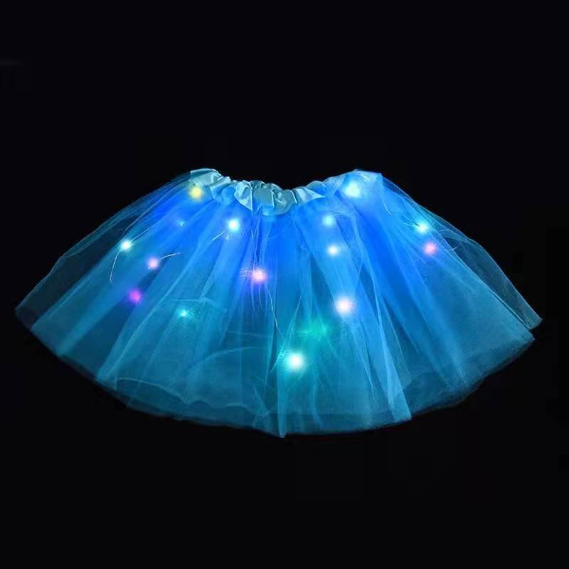 Tutu Skirt Kidsren's Led Lighted Skirt Ins Export European and American Star Sequin Skirt Tutu Skirt Luminous Mesh Skirt