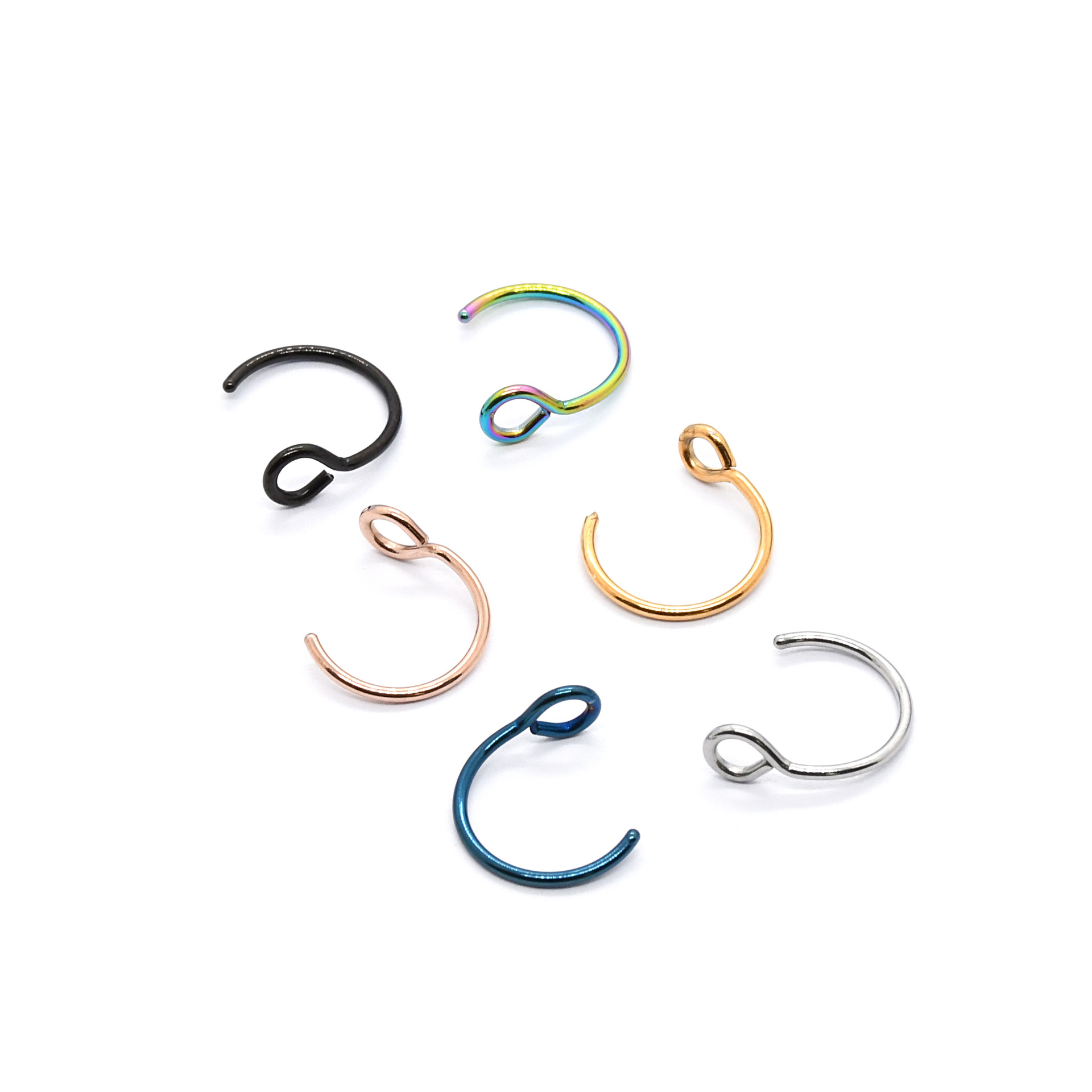 Cross-border supply of stainless steel C- shaped fish hook nose ring U-shaped nose clip earrings accessories puncture jewelry factory spot wholesale