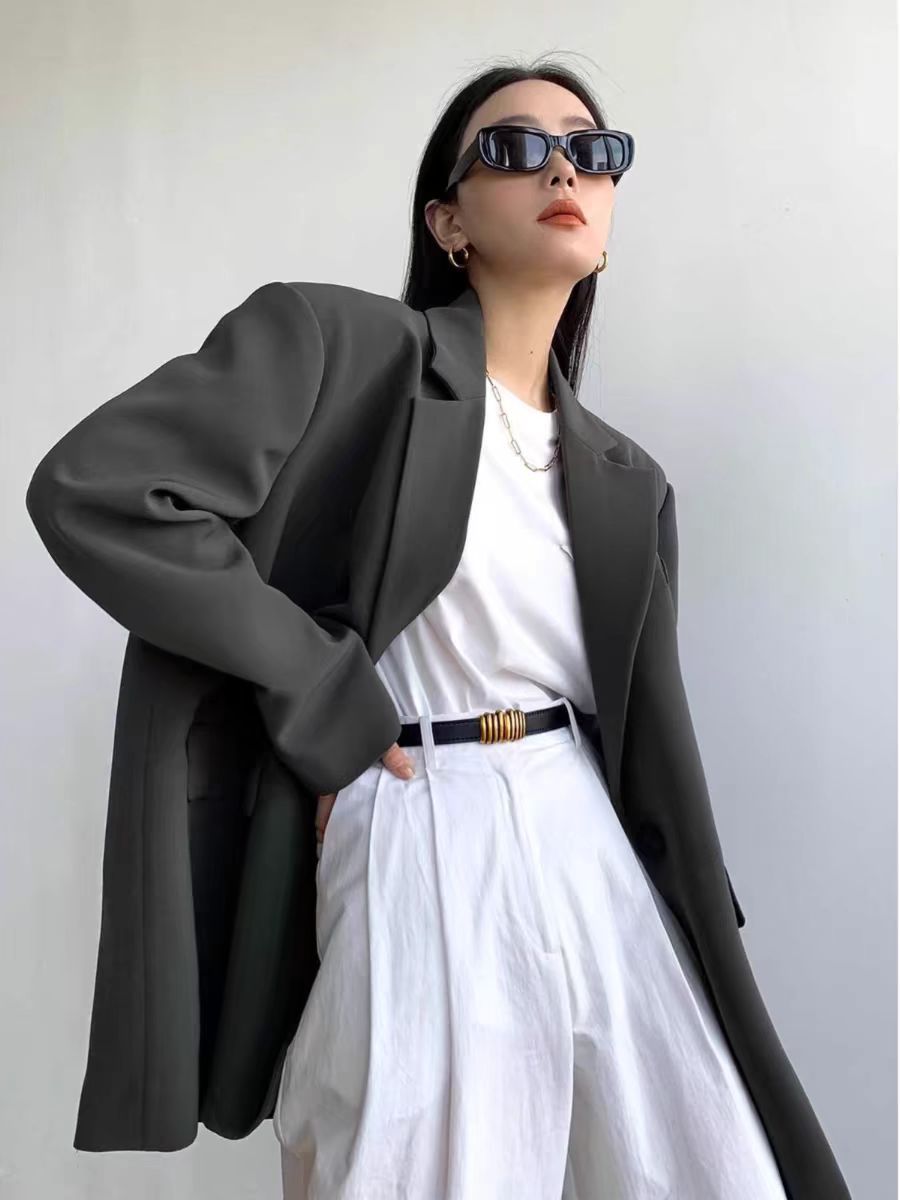 Spring and Autumn Suit Black Temperament Fashion New Jacket Commuting Casual Korean Style Small Suit Small Suit Jacket