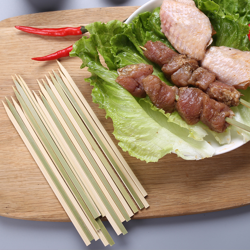 Green Peel bamboo stick Japanese-style roast bird charcoal skewers flat stick solid commercial disposable barbecue sausage bamboo stick