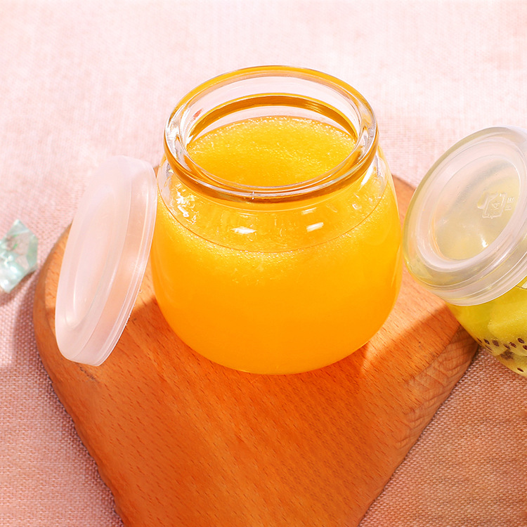 Creative Cute Mousse Jelly Bottle Glass Pudding Bottle Yogurt Cup with Lid High Temperature Resistant Large Mouth Pudding Cup Wholesale