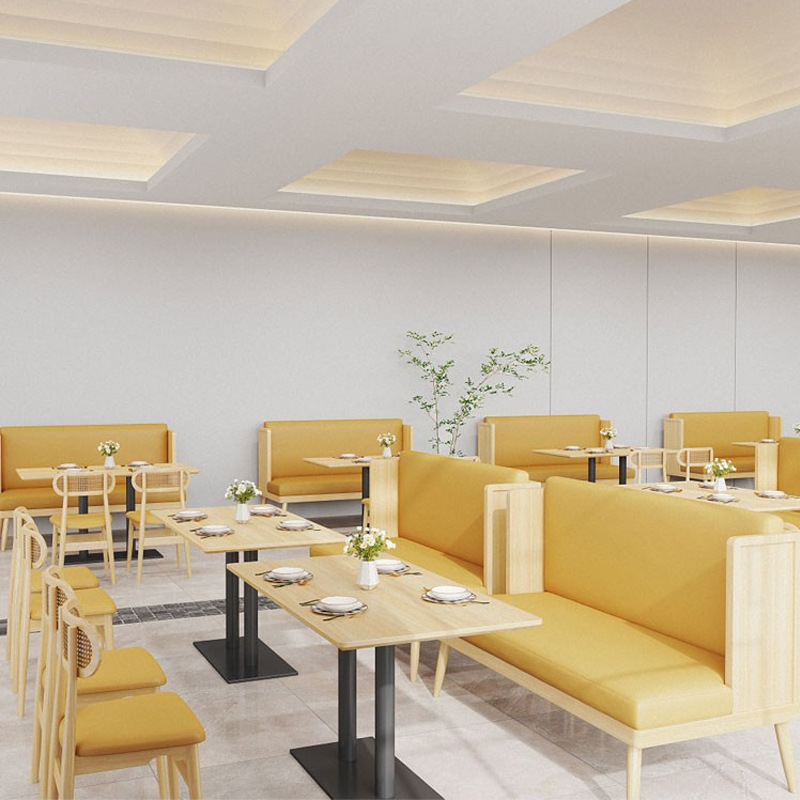 Tea Restaurant, Teahouse, Double Sofa, Restaurant Table and Chair Combination Theme, Western Restaurant, Milk Tea Coffee Shop, Wall Booth