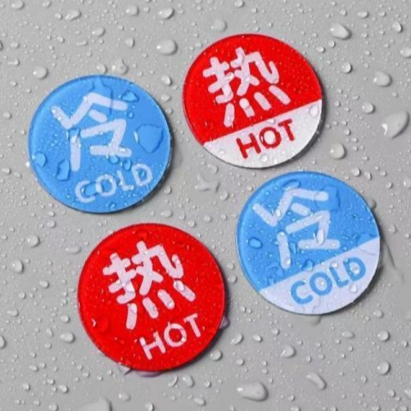Acrylic material hot and cold water signage hotel bathroom faucet switch sign indicator sticker