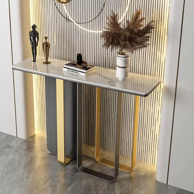 Entrance Slate Wall-Mounted Console Table, Simple Modern Ultra-Narrow Italian Creative Console Table Facing the Door, Entryway Cabinet Storage