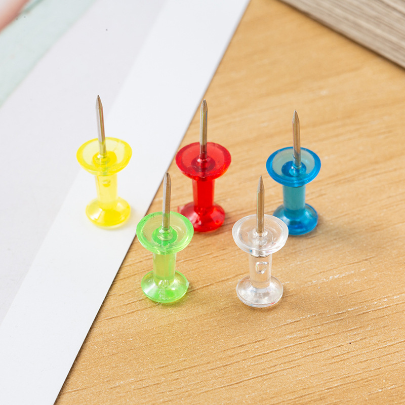 Yiwu transparent color I-shaped nail art creation painting thumbtacks cork plastic thumbtacks press nails press pins