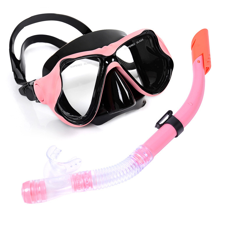 Large vision mask tempered glass diving goggles set snorkeling supplies wholesale semi-dry breathing tube equipment