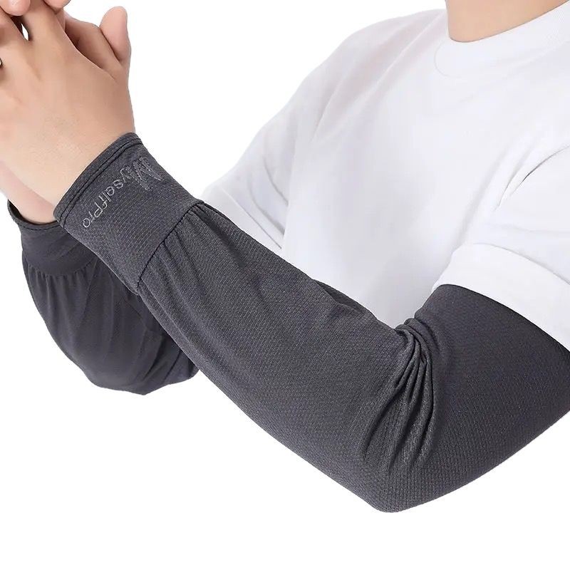 Summer Ice Silk Sunscreen Ice Sleeves Men's plus size Lighten Exlongated Sleeve Gloves Riding Sleeve Straight Take-out Arm Guard