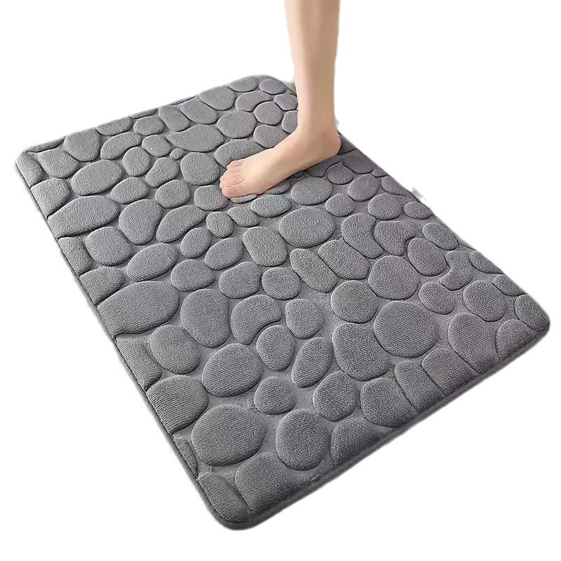 Pebble Stone Pattern Cross-Border Floor Mat Embossed Floor Mat Bathroom Shower Area Non-Slip Absorbent Mat Bathroom Door Non-Slip