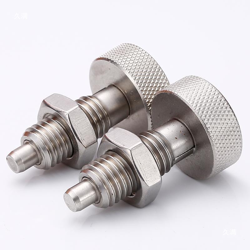 indexing pin knob plunger knurled head reset type positioning stop pin spring pin stainless steel automation