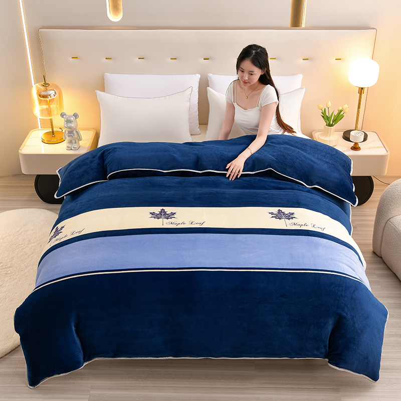 Milk velvet quilt cover single piece Winter plush double-sided thickened coral velvet flannel anti-static winter velvet quilt cover