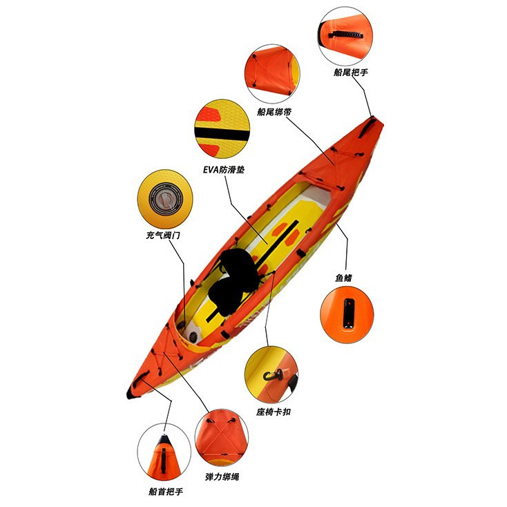 Js Kayak Double Inflatable Boat Fishing Boat Rafting Rubber Boat Assault Boat Canoe Rowing Boat