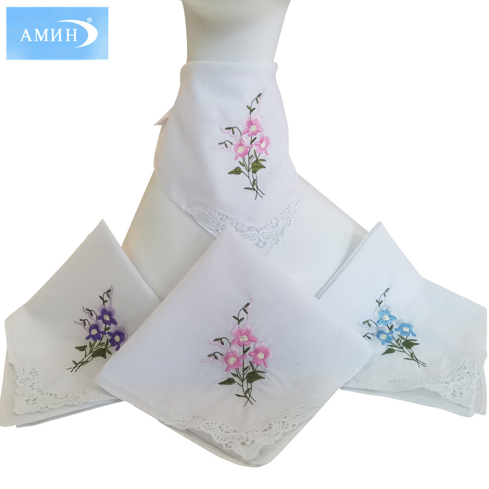 28*28 см, 60S, чистый хлопок, вышитый маленький платок, водорастворимое кружево, готов к обработке