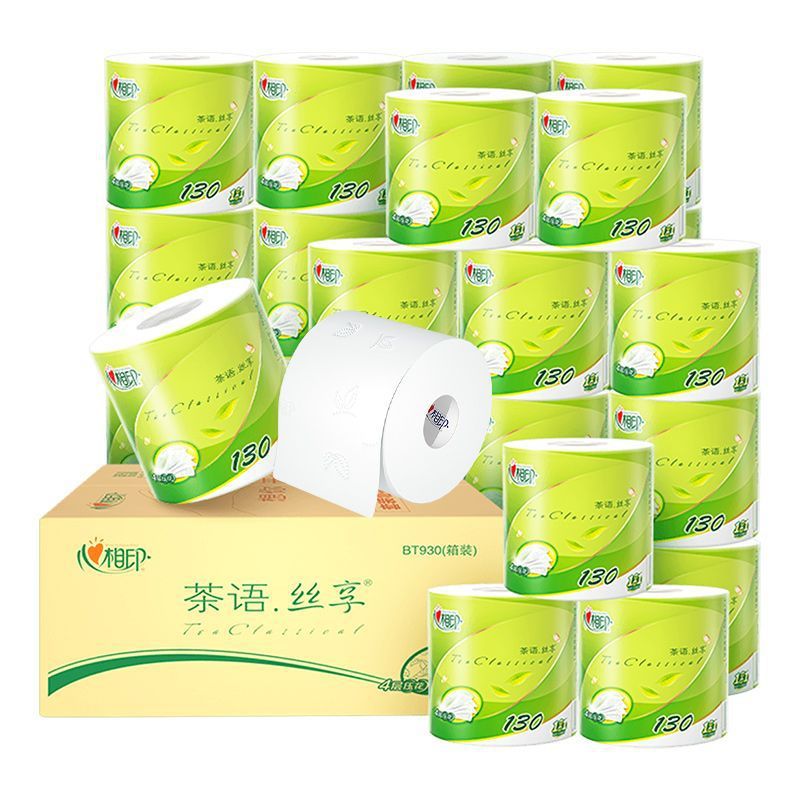 Heart-to-heart printing roll paper toilet paper affordable household toilet paper 4-layer thickened core roll 130g toilet paper roll