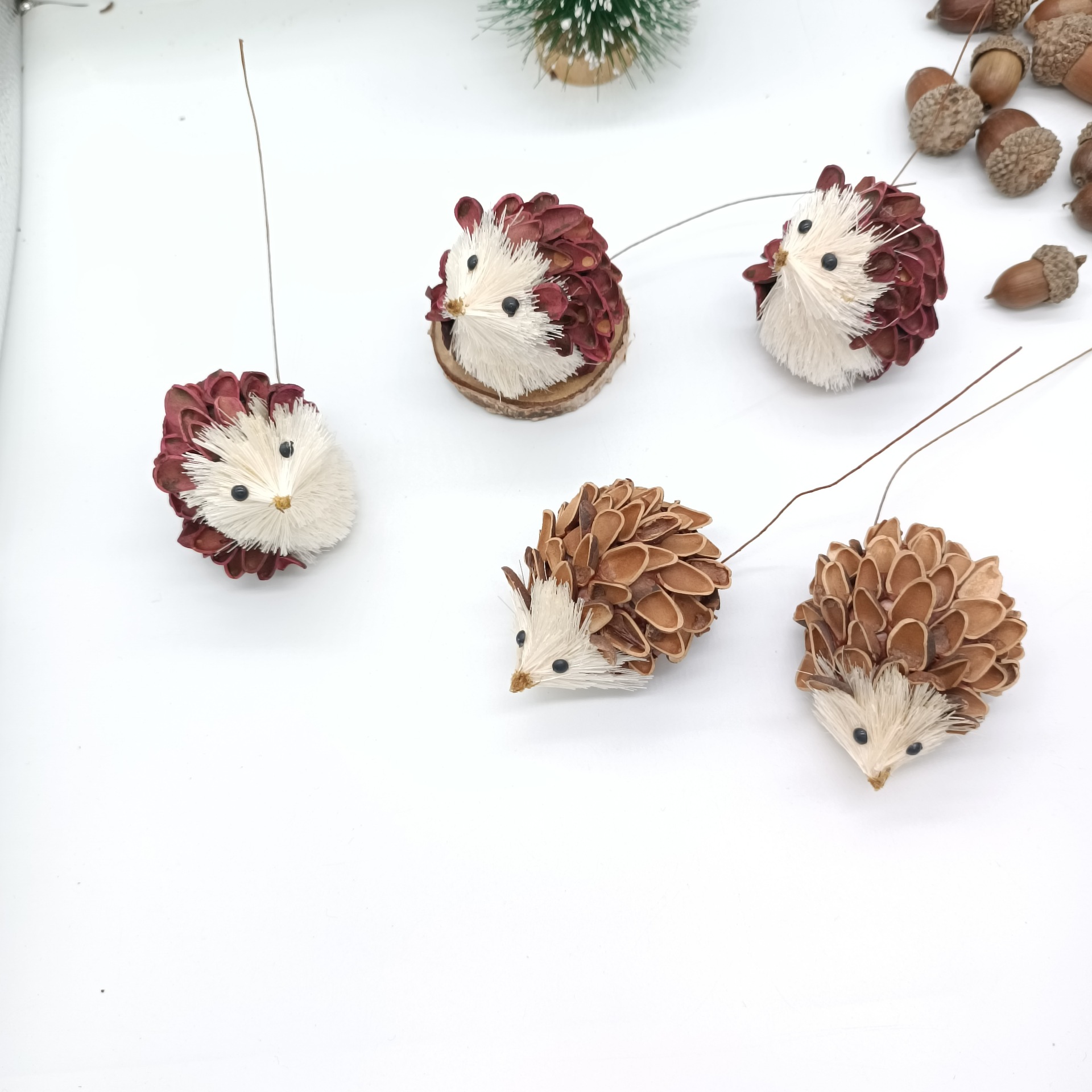 Simulation Plant Hedgehog Ornaments Straw Owl Ornaments Kindergarten Classroom Decoration Desktop Handmade DIY Material