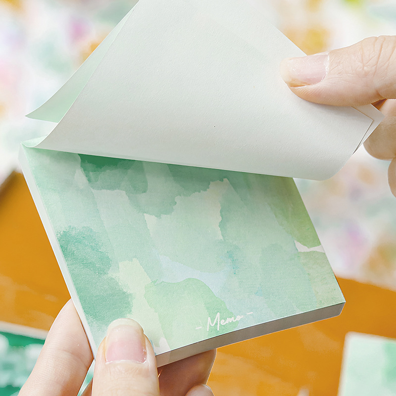 NOTE FOR100 Notes Watercolor Notepad Series Creative Tearable Non-sticky Office Memo Message Paper