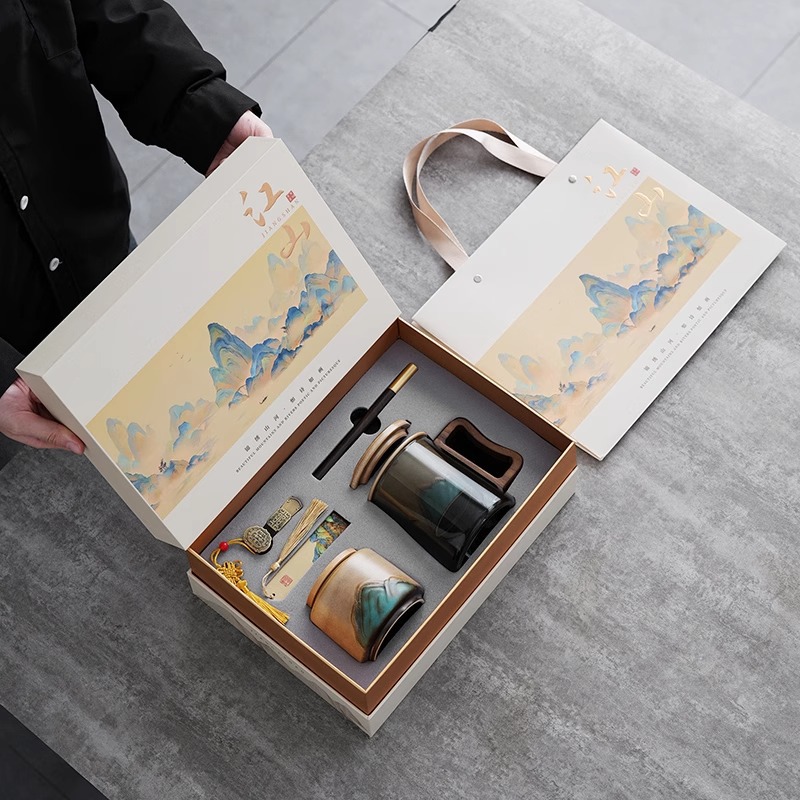 Ceramic Water Cup Set Gift Box Filter High-Value Souvenir Customer Office National Trend Corporate Festival Gift for Others